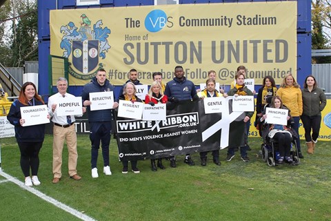 Sutton United supporting White Ribbon Day